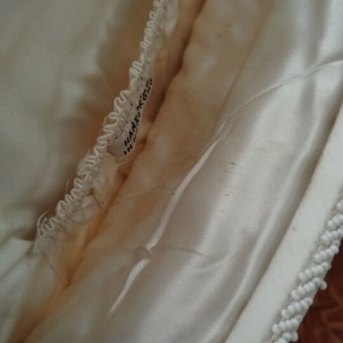 Vintage white beaded satin clutch bag like new