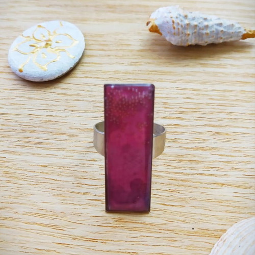 Handmade adjustable ring with liquid glass new