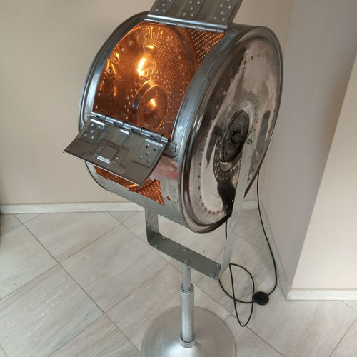 Floor lamp with washing machine drum, art project like new