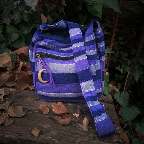 Cotton Sling Bag Purple new, handmade, eco-friendly with moon charm