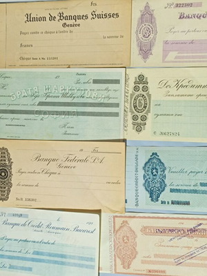 Παλαιά αχρησιμοποίητα επιταγές περίπου από το 1920 μεταχειρισμένες