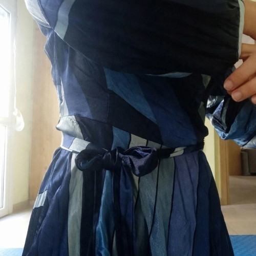 Zara blue satin midi wrap dress like new, size M