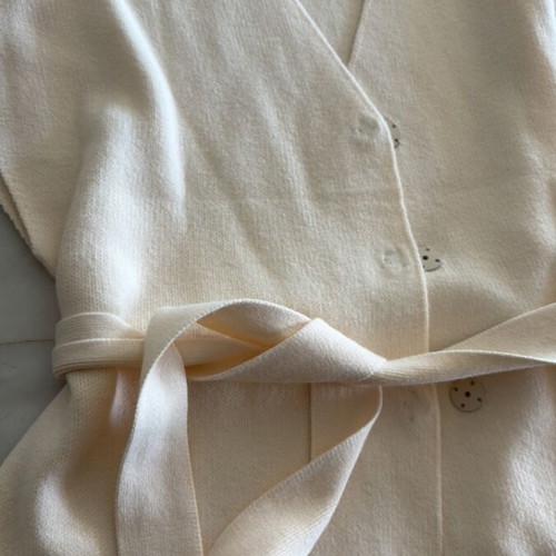Zara cream wool cardigan with short sleeves and belt like new, size L