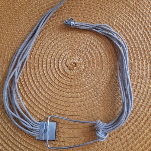 Necklace like new, large handmade, black and beige