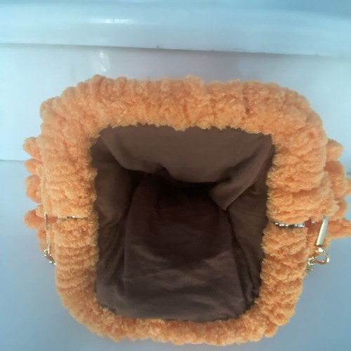 Handmade Puffy Bag with Removable Chain, Like New, Orange