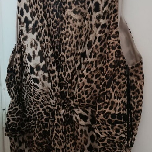 Wallis Midi Leopard Dress Sleeveless New with Waist Tie and Ruffles