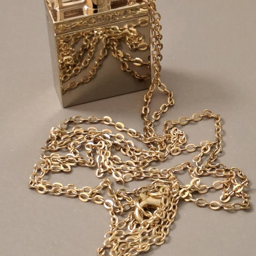 Chloé necklace used, gold tone with padlock pendant