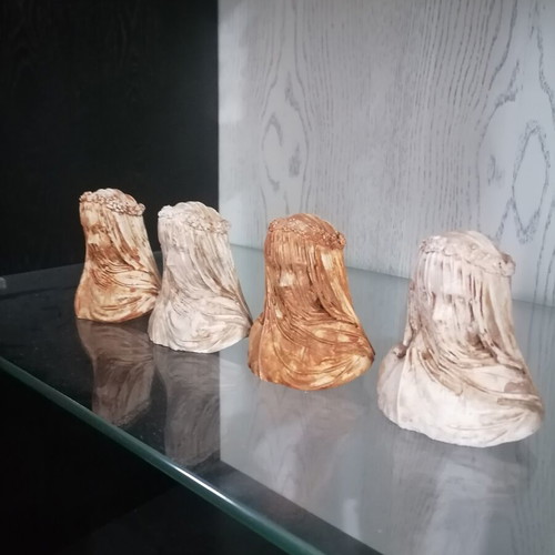 Sculptures set of 4 new, plaster and acrylic
