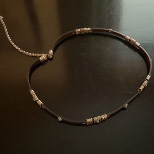 Seventy leather thin boho belt like new with studs and chain