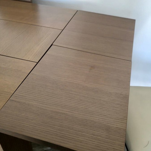 Modern solid oak dining set with 6 chairs and buffet with mirror