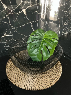 Metal fruit bowl black like new, 30 cm, minimal industrial design
