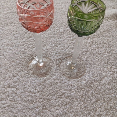 Handmade crystal liqueur glasses new, set of 2 pieces