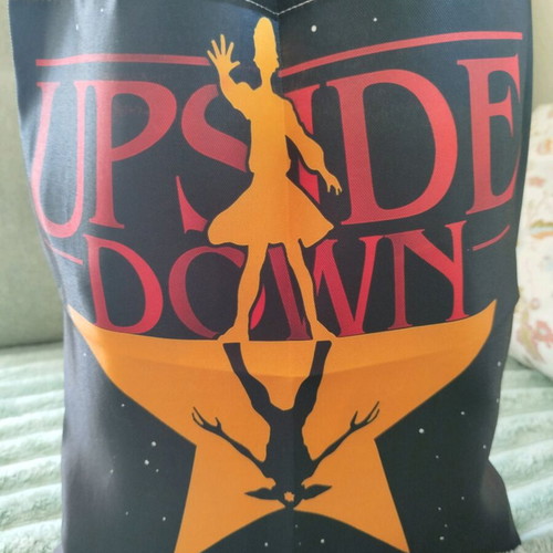 Upside down tote bag double print new, black red