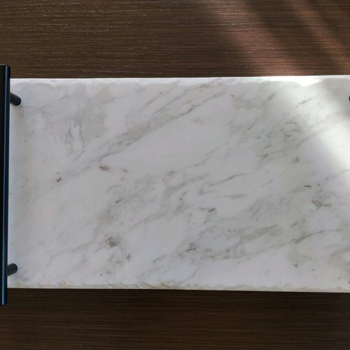 Marble tray new decorative with black handles 20×38cm