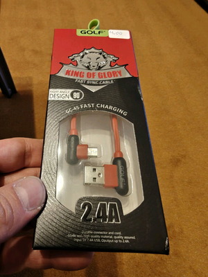 Καλώδιο φόρτισης USB σε Micro USB 2.4A γωνιακό καινούριο GOLF
