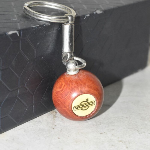 Volvo vintage wooden keychain used, collectible automobilia