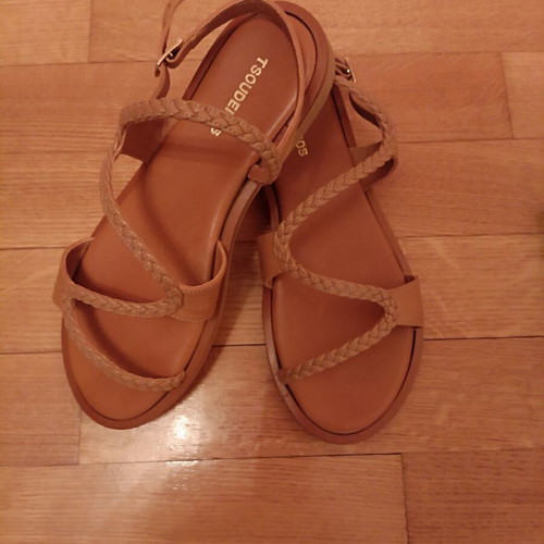Tsouderos leather sandals new, brown, size 38