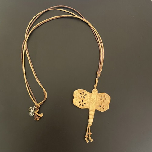 Women's necklace with dragonfly design, like new, beige