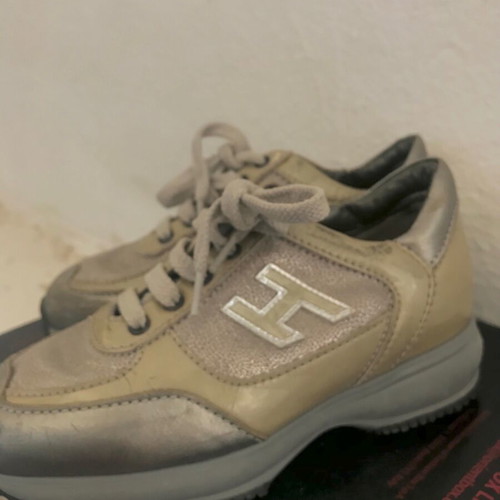 Hogan kids shoes used, gray and silver, size 29