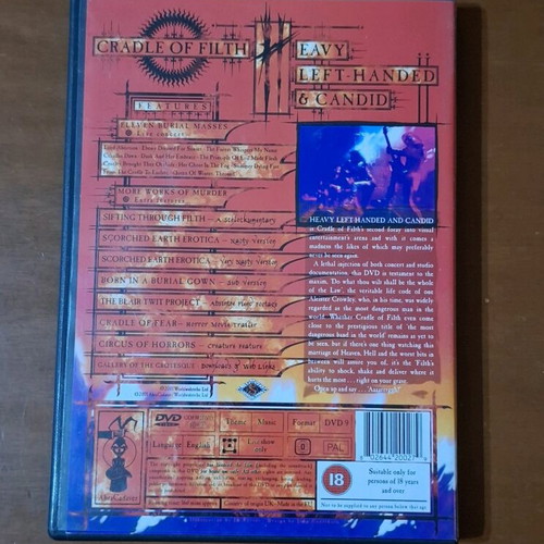 Cradle of Filth Heavy Left-handed and Candid DVD like new