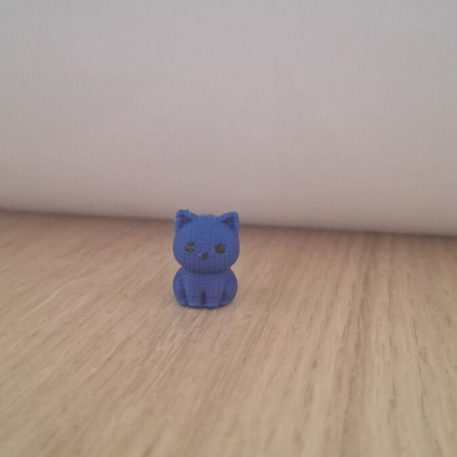 Blue plastic cat handmade, new, 3D printed decoration