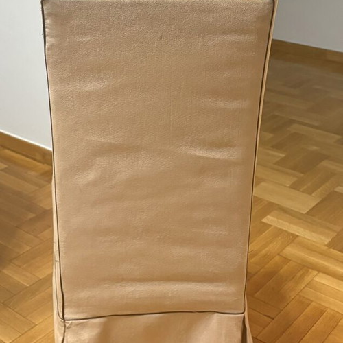Dining Chairs used, set of 6, beige fabric with dark piping