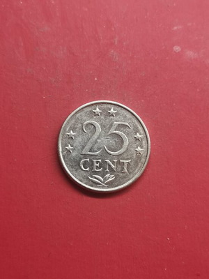 Netherlands Antilles 25 Cents Coin 1980 used