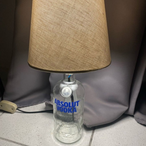 Handmade lamp with Absolut Vodka bottle base like new