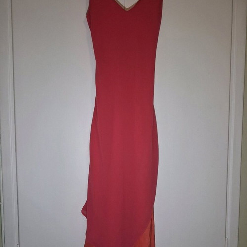 Zara Woman Sleeveless Maxi Dress Used, Fuchsia and Orange