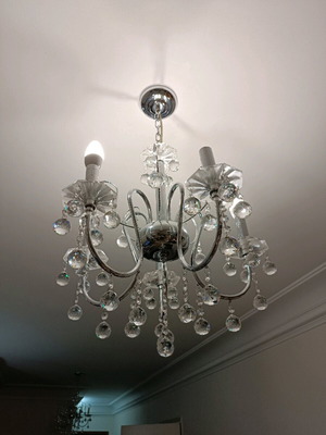 Ceiling lights used, set of 2, crystal and nickel with 5 sockets
