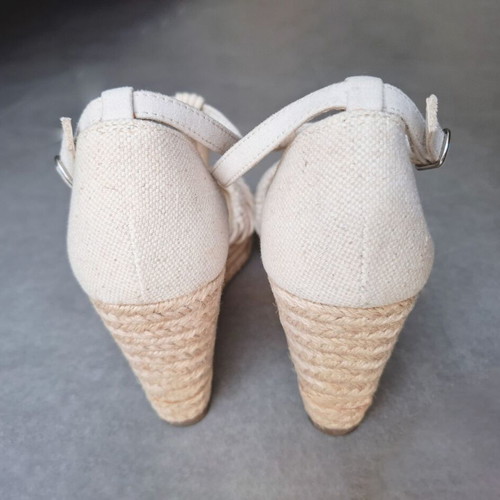 Oysho Beige Knitted Espadrille Wedges used, rope platform heel