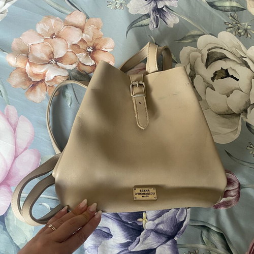 Elena Athanasiou backpack bag, beige leather
