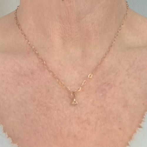 Gold-Plated Silver 925 Necklace with Mini Solitaire Zircon, Like New