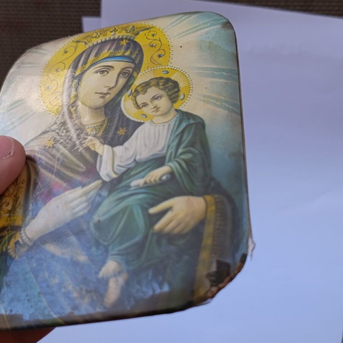 Vintage metal religious icon 12x8 cm