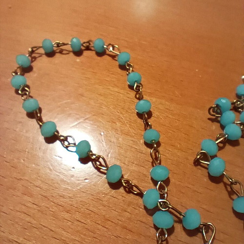 Turquoise faux jewelry necklace long with tassel, new, boho style
