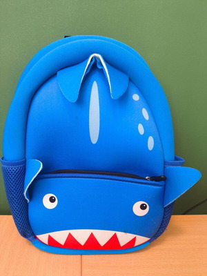 Kindergarten backpack with shark design, soft fabric