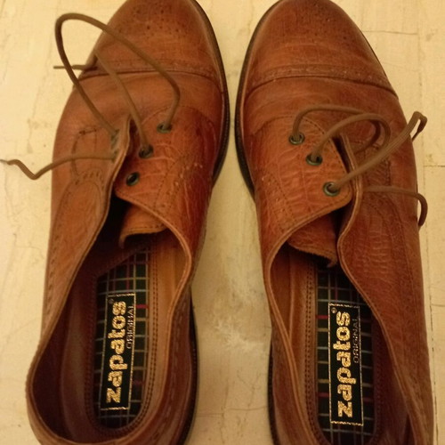 Leather zapatos shoes used, size 46, brown, oxford style