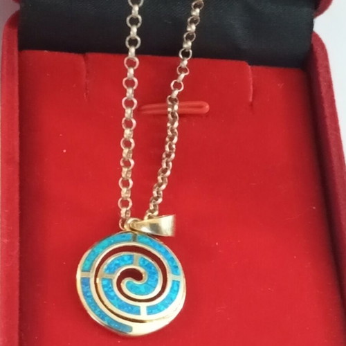 Silver 925 gold plated necklace with synthetic opal, like new