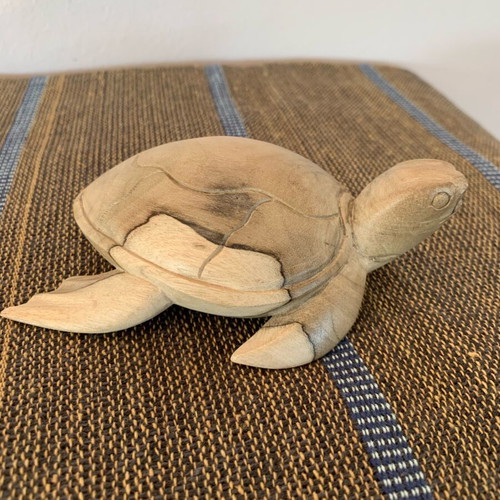 Decorative turtle handcarved from natural wood new