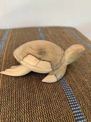Decorative turtle handcarved from natural wood new