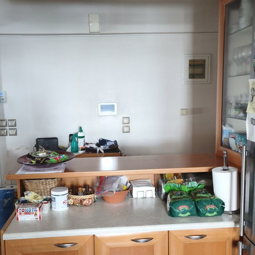 Solid oak kitchen cabinets with glass, used, including appliances