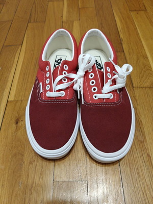 Vans sneakers size 40, red fabric with suede leather