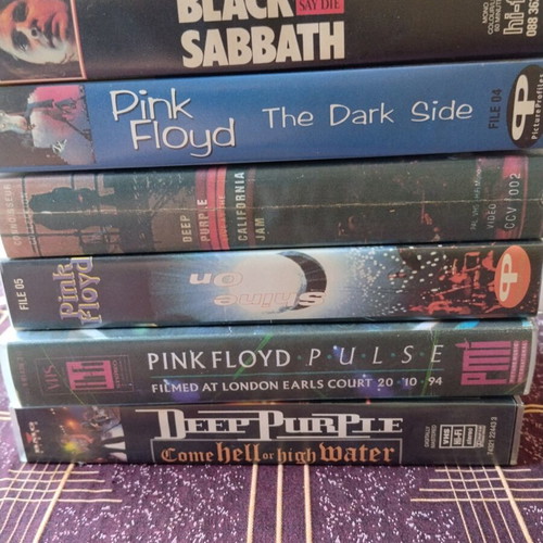 VHS tapes used, pack of 6 classic rock concerts and documentaries