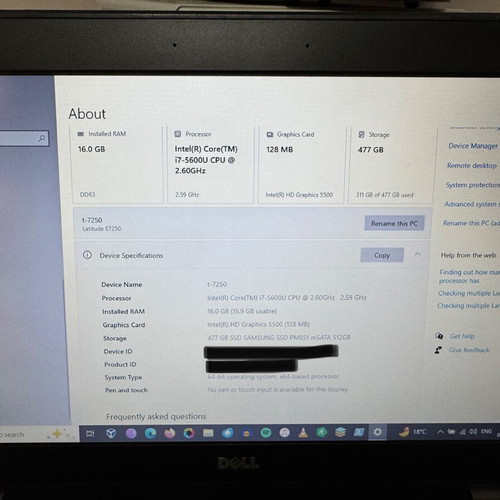 Dell Latitude E7250 Ultrabook like new with 16GB RAM and 512GB SSD
