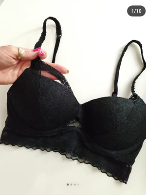 Bralette Crystal Martin sample not for resale, νούμερο S/M, μαύρο και ροζ