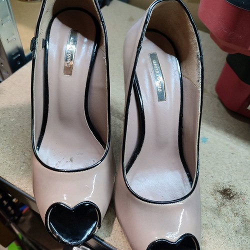 Makis Kotris peep tow pumps used, nude, size 39