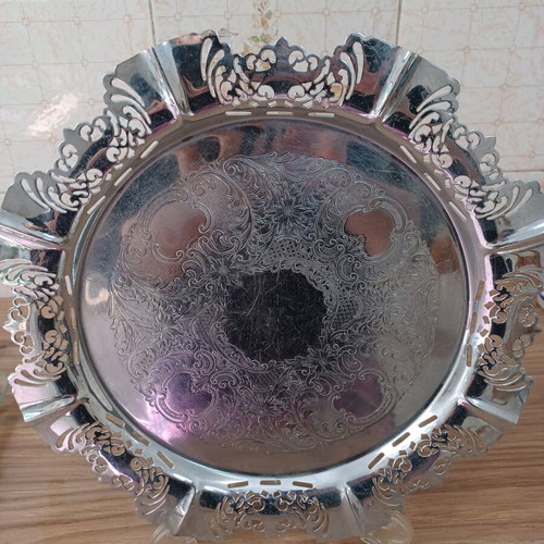 Stainless steel vintage serving tray from America used with NY stamp