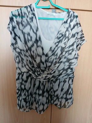 Veto blouse black and white double drape like new