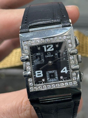 Omega watch authentic with real diamonds like new, black