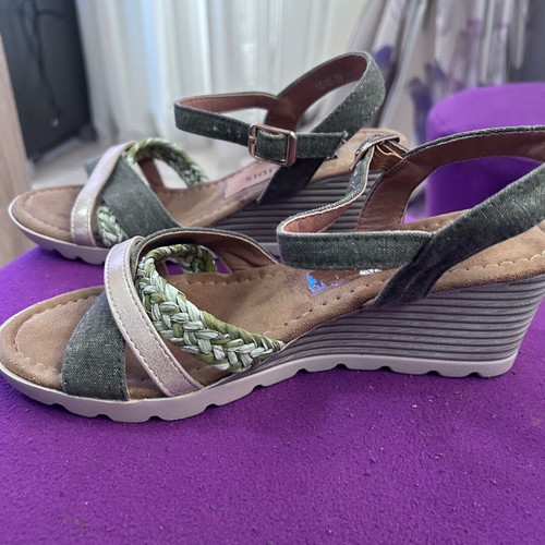 Vekelidis women's shoes size 38 used, summer, beige and green